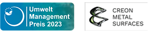 BIA Logo Umweltpreis 2023 und CREON METAL SURFACES